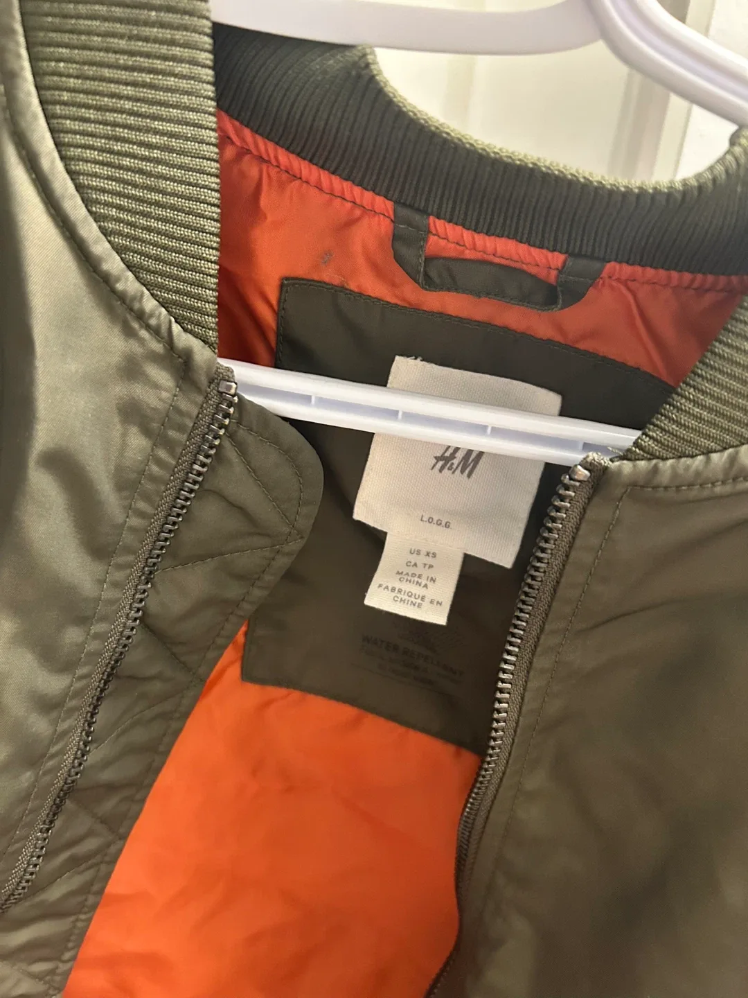 H&M Olive Green Bomber Jacket - Size XS image indicator(2)