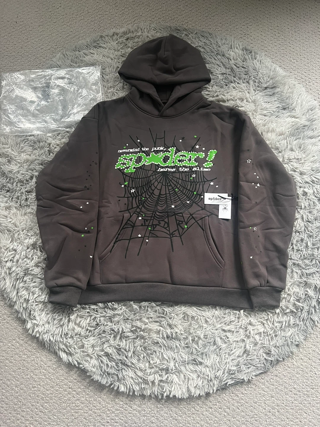 Slate Grey Sp5der Punk V2 Hoodies