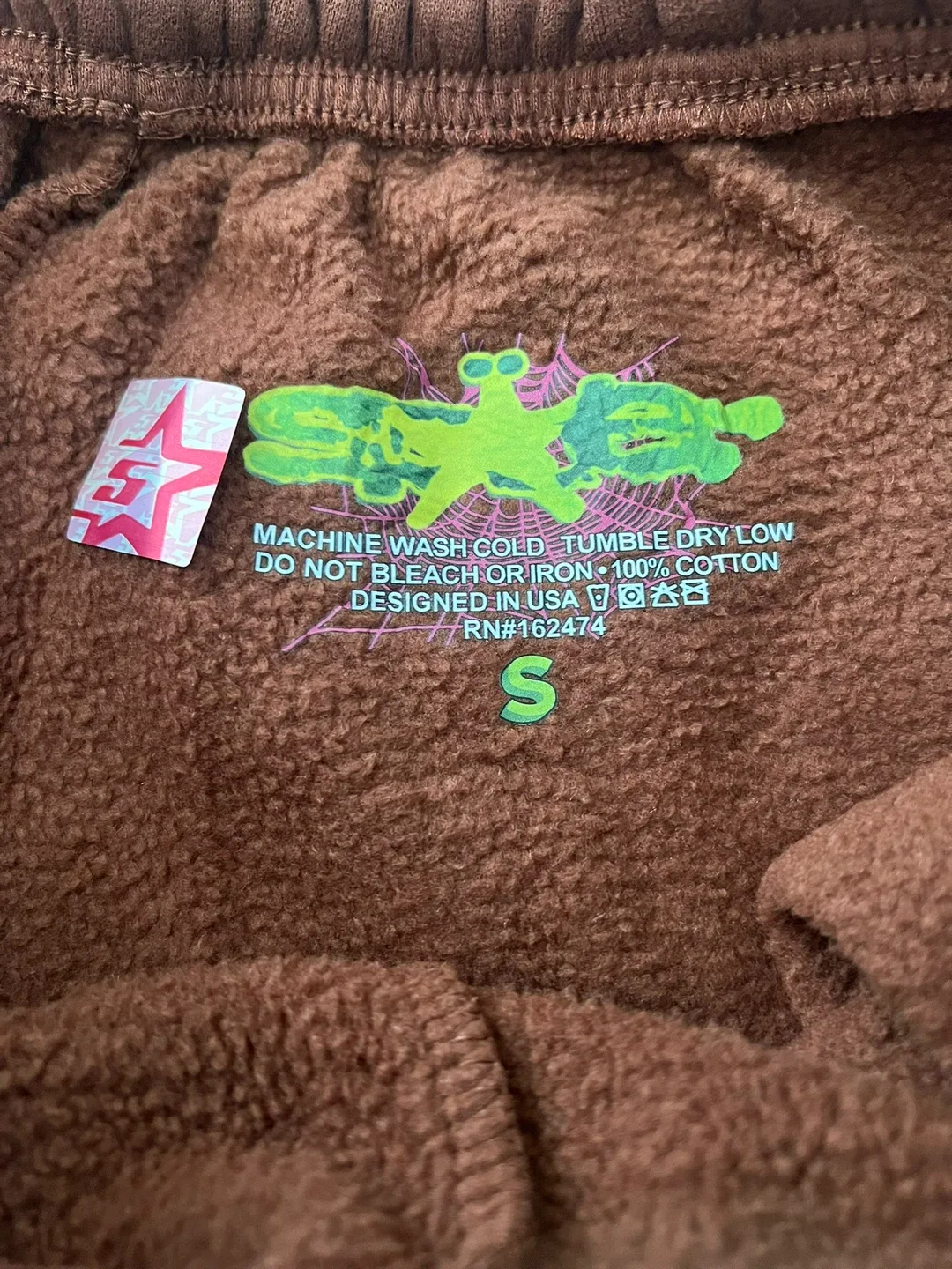 Brown OG Web Sp5der Sweatpants image indicator(3)