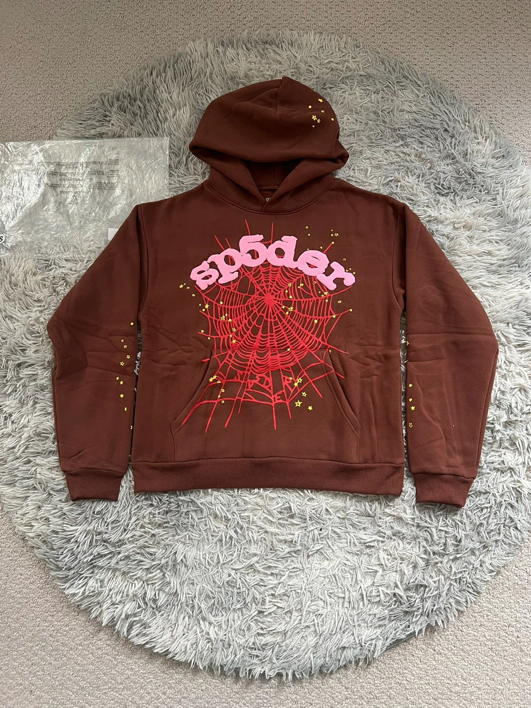 Brown OG Web Sp5der Hoodies