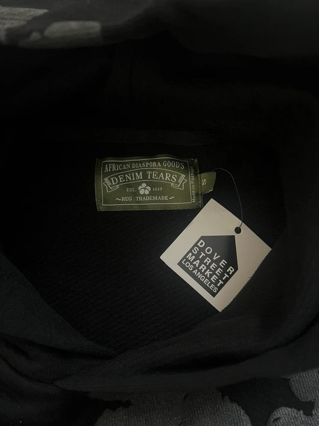 Black Monochrome Denim Tears The Cotton Wreath Hoodies image indicator(3)