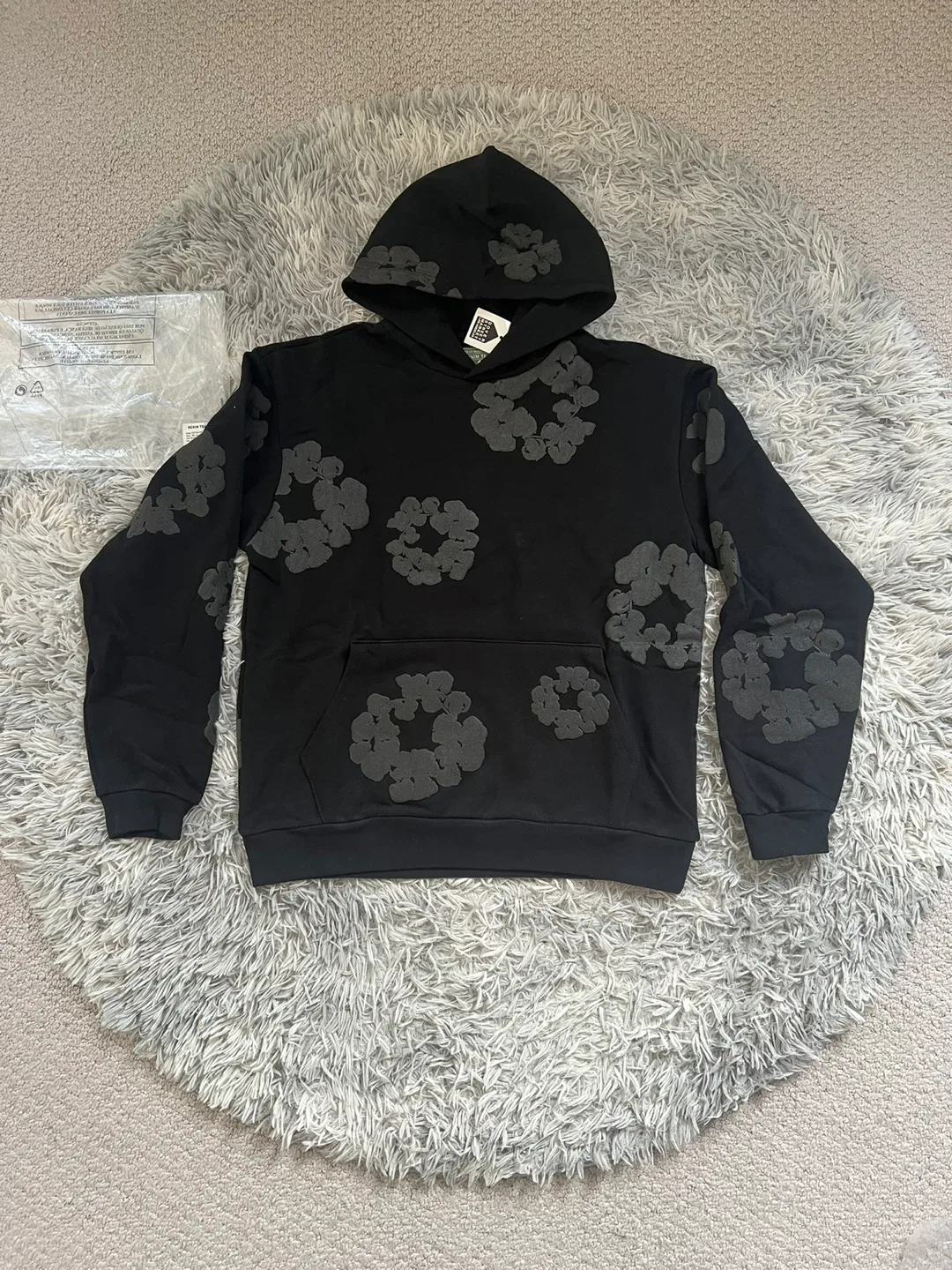 Black Monochrome Denim Tears The Cotton Wreath Hoodies thumbnail