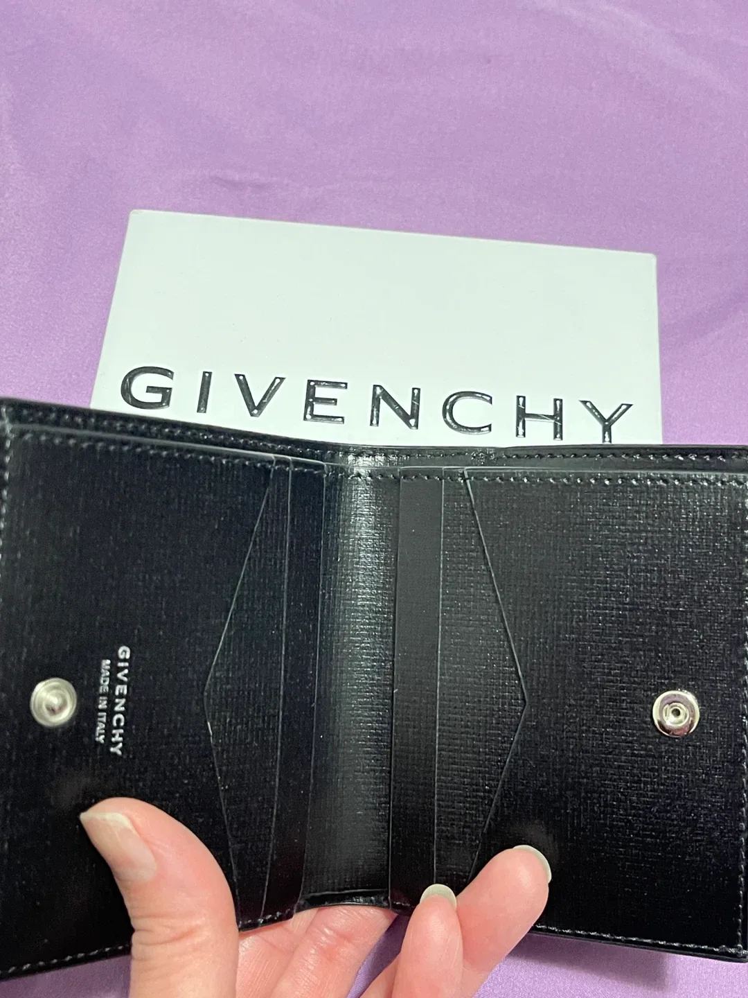 Brand new Authentic Givenchy Black Leather Wallet image indicator(2)