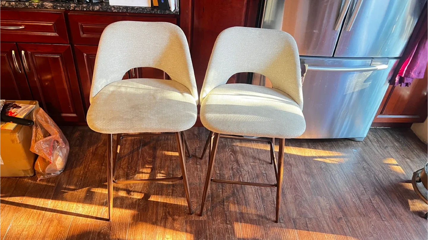Set of 2 Cream Upholstered Bar Stools thumbnail