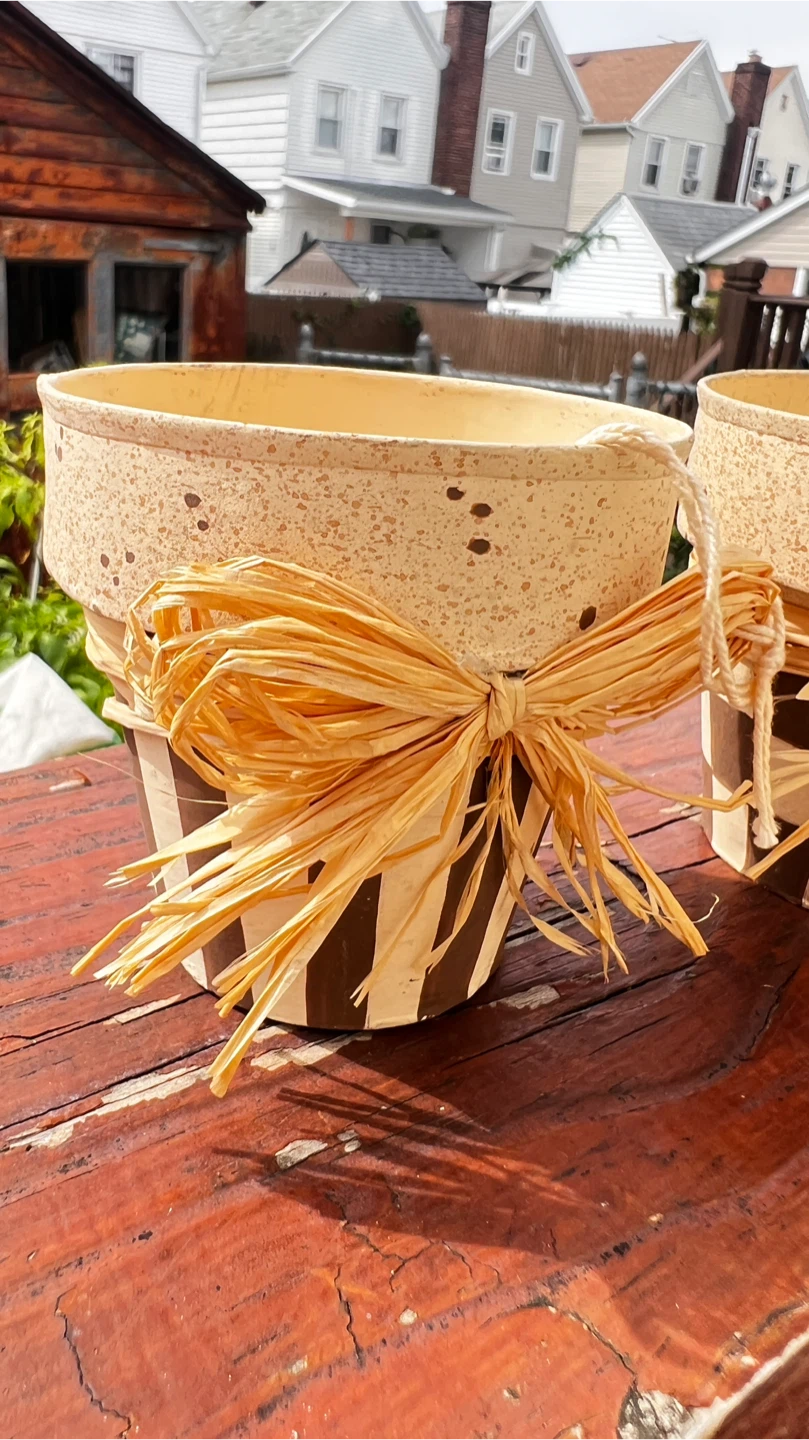 Decorative Candle Holders  or planters with Raffia Bows - photo 4