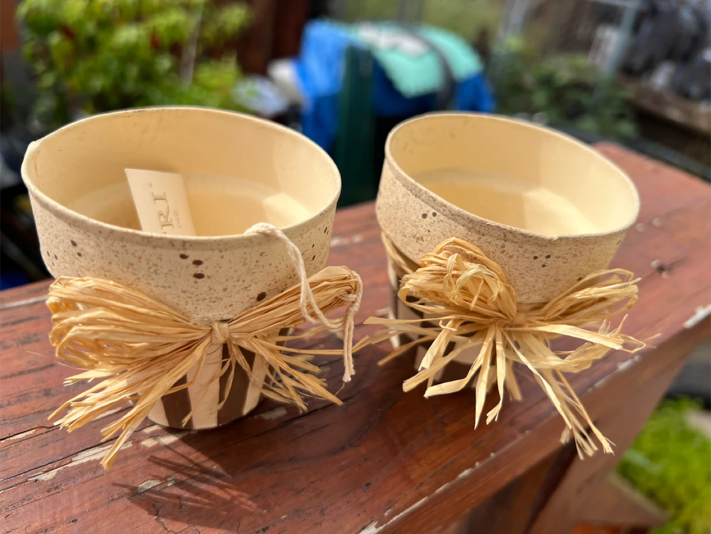 Decorative Candle Holders  or planters with Raffia Bows - photo 3
