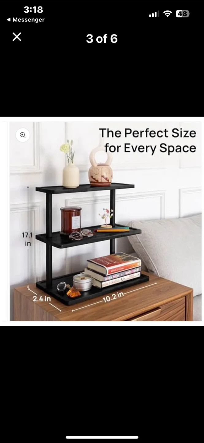 Black 3-Tier Shelf - Perfect Size for Any Space! thumbnail