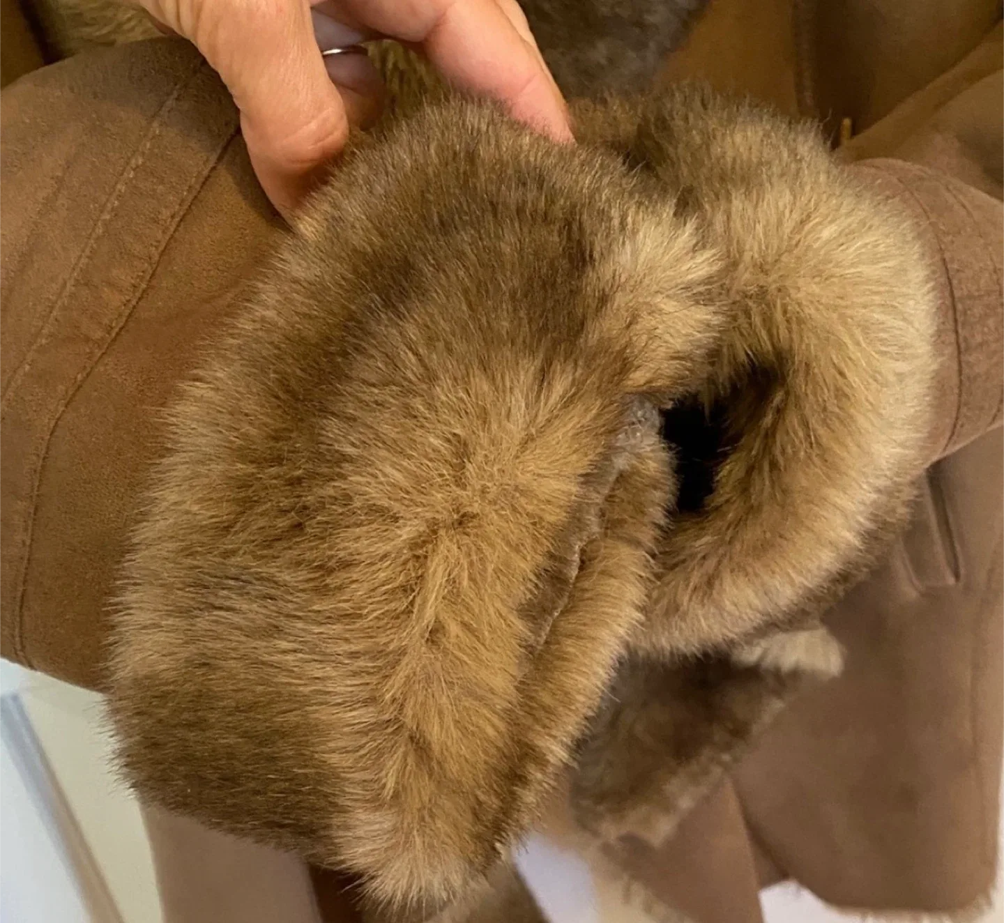 Vintage 70s Penny Lane Coat Faux Fur & Faux Suede image indicator(4)