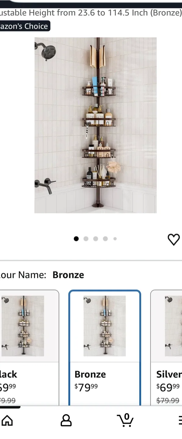 Bronze Tension Corner Shower Caddy image indicator(2)