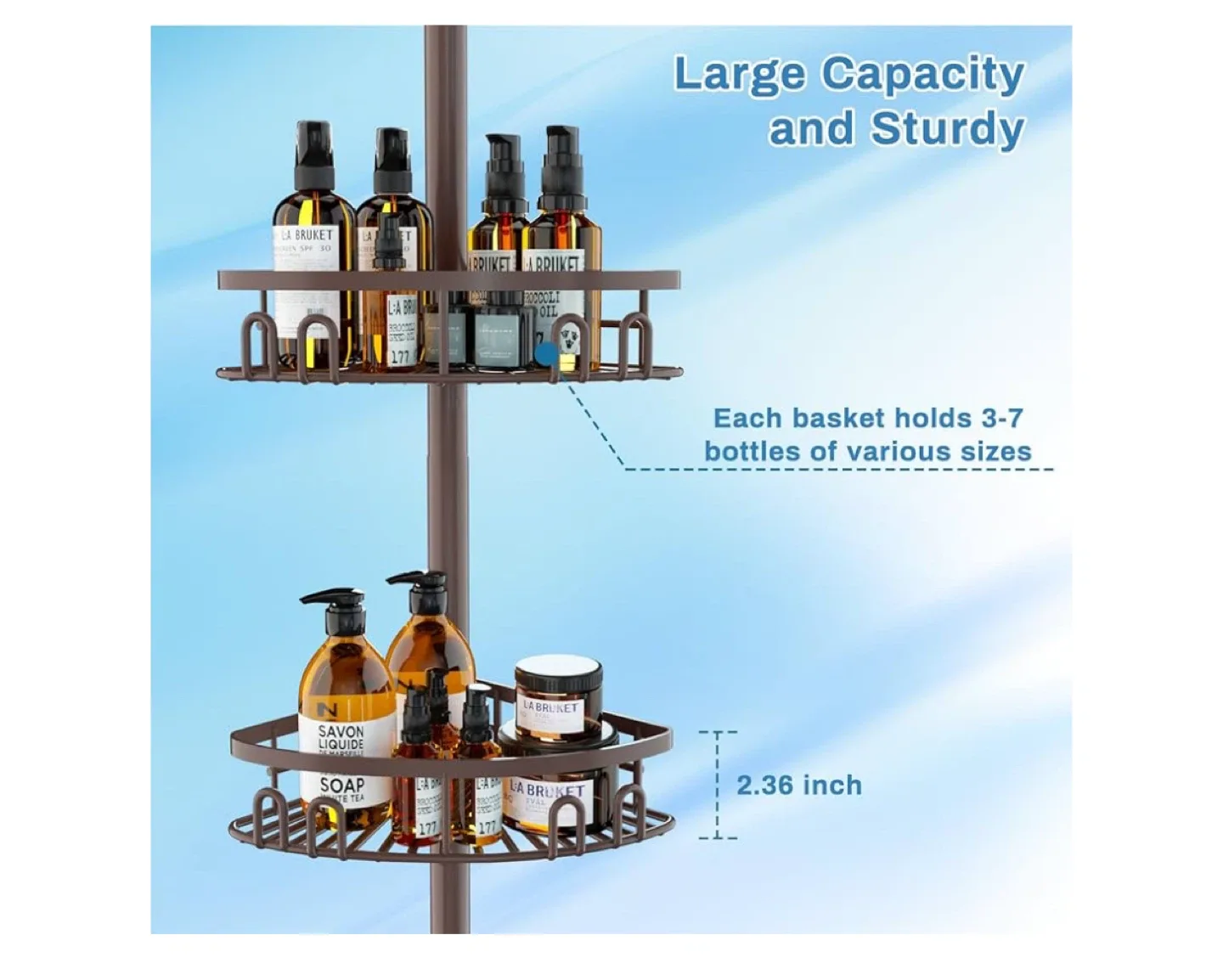 Bronze Tension Corner Shower Caddy image indicator(4)
