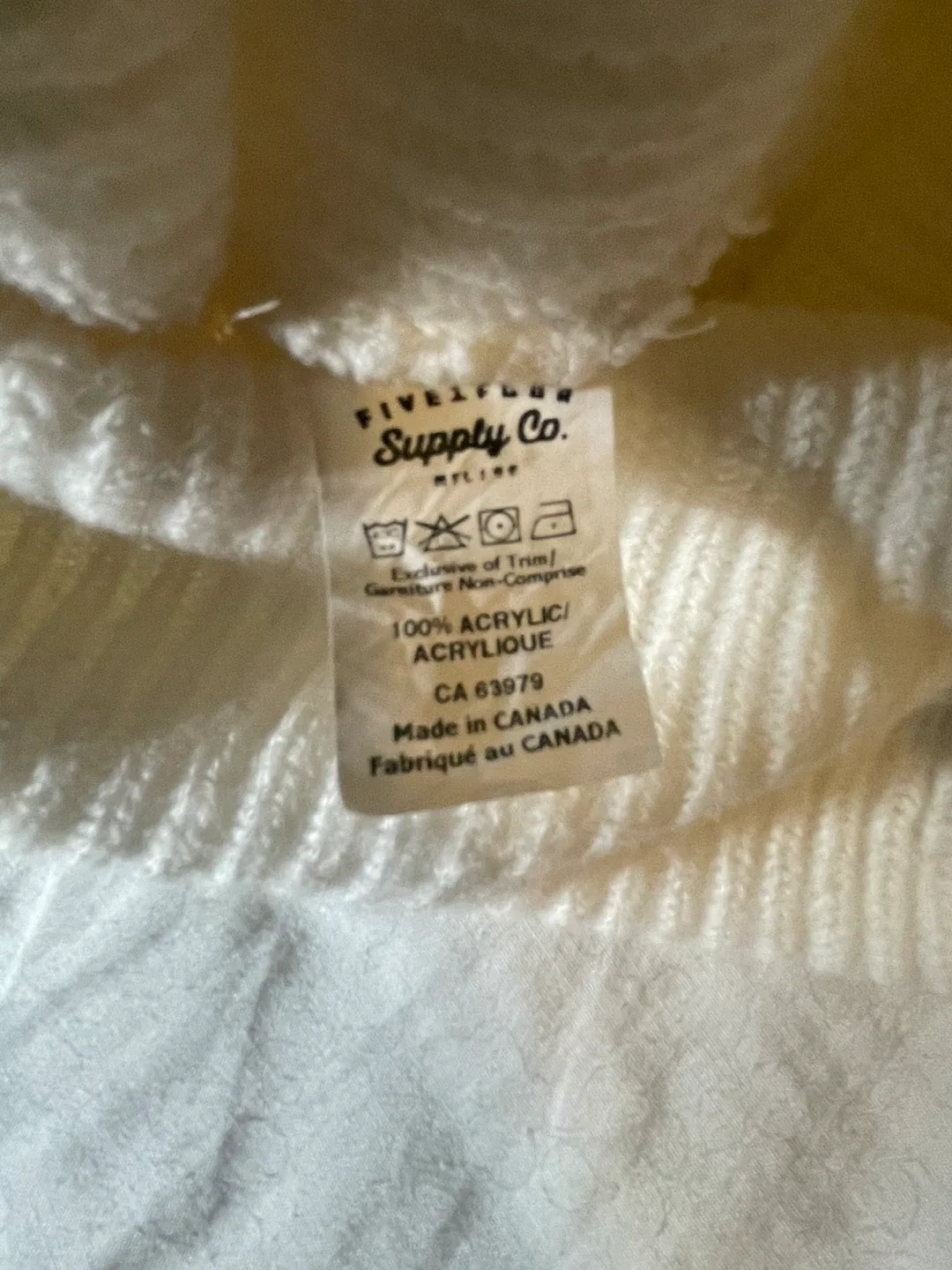 Supply Co. Cream Acrylic Knit Beanie image indicator(3)