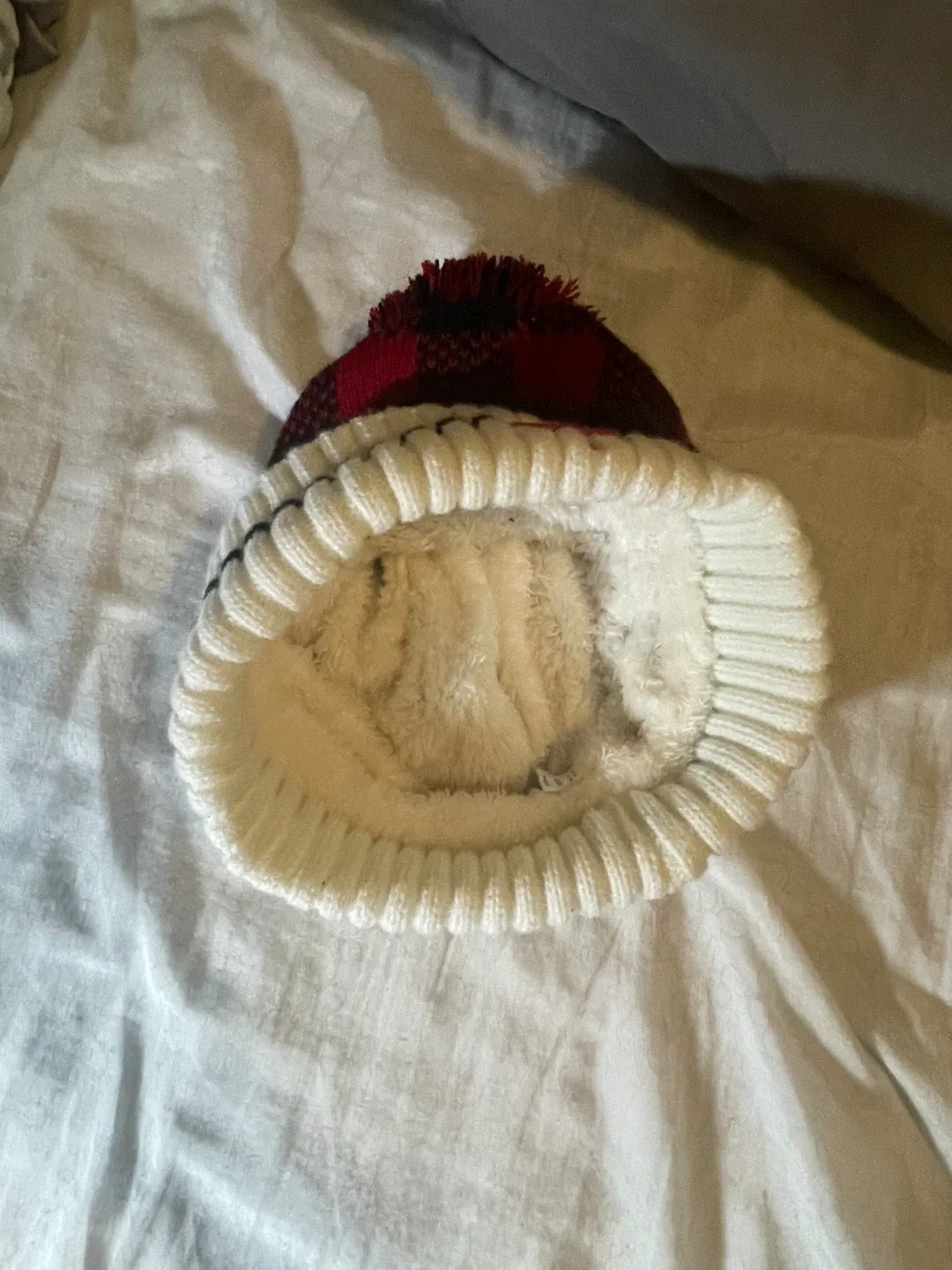 Red & Black Plaid Toque with Pom Pom image indicator(3)