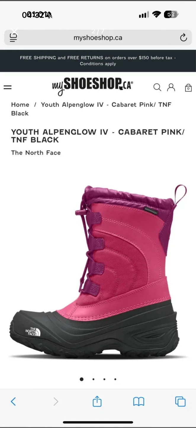 The North Face Youth Alpenglow IV - Size 6