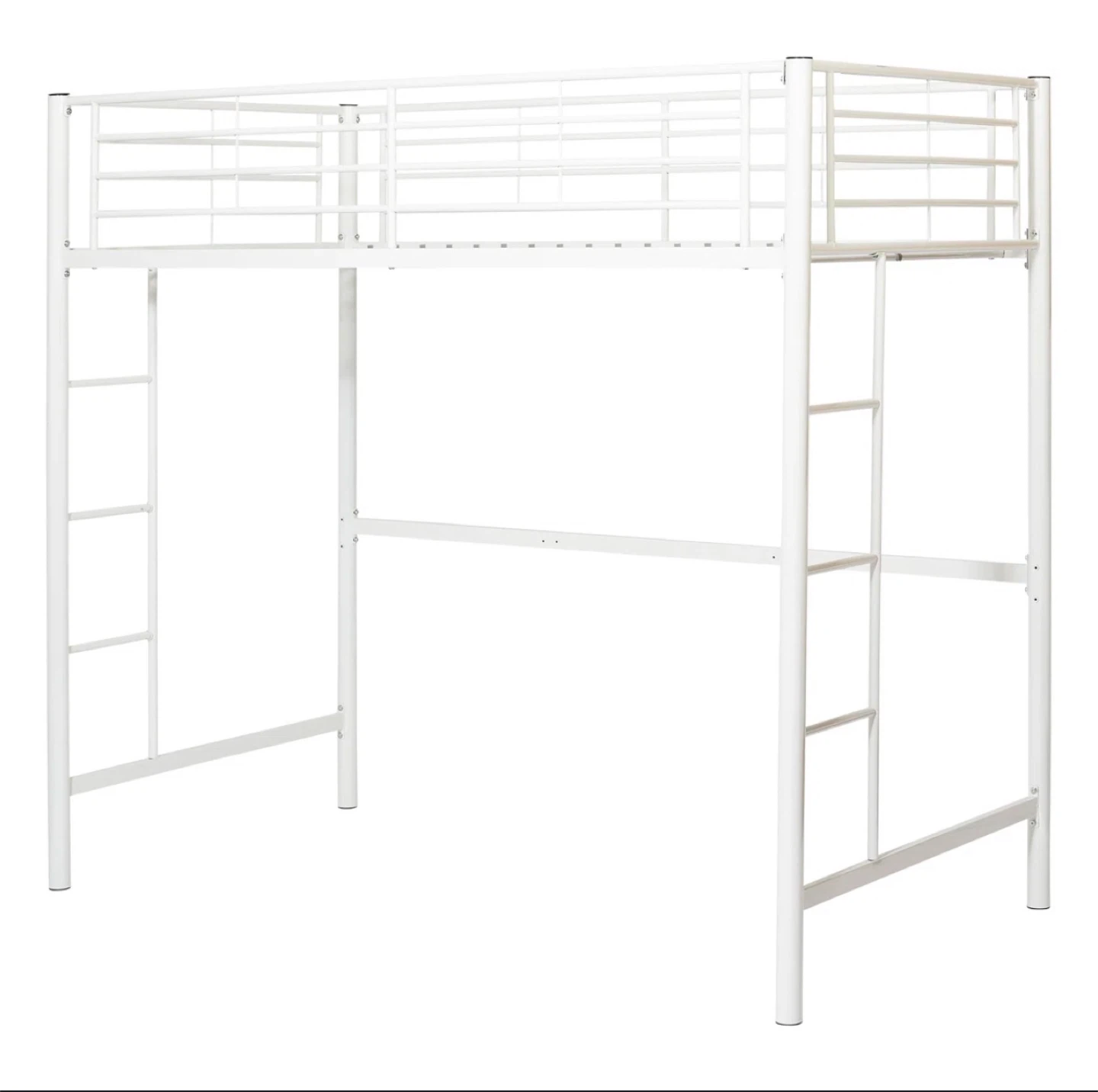 White Metal Loft Bed Frame