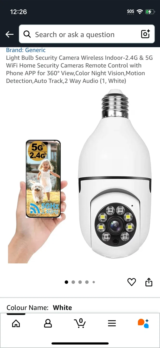Light Bulb Security Camera Wireless Indoor - White