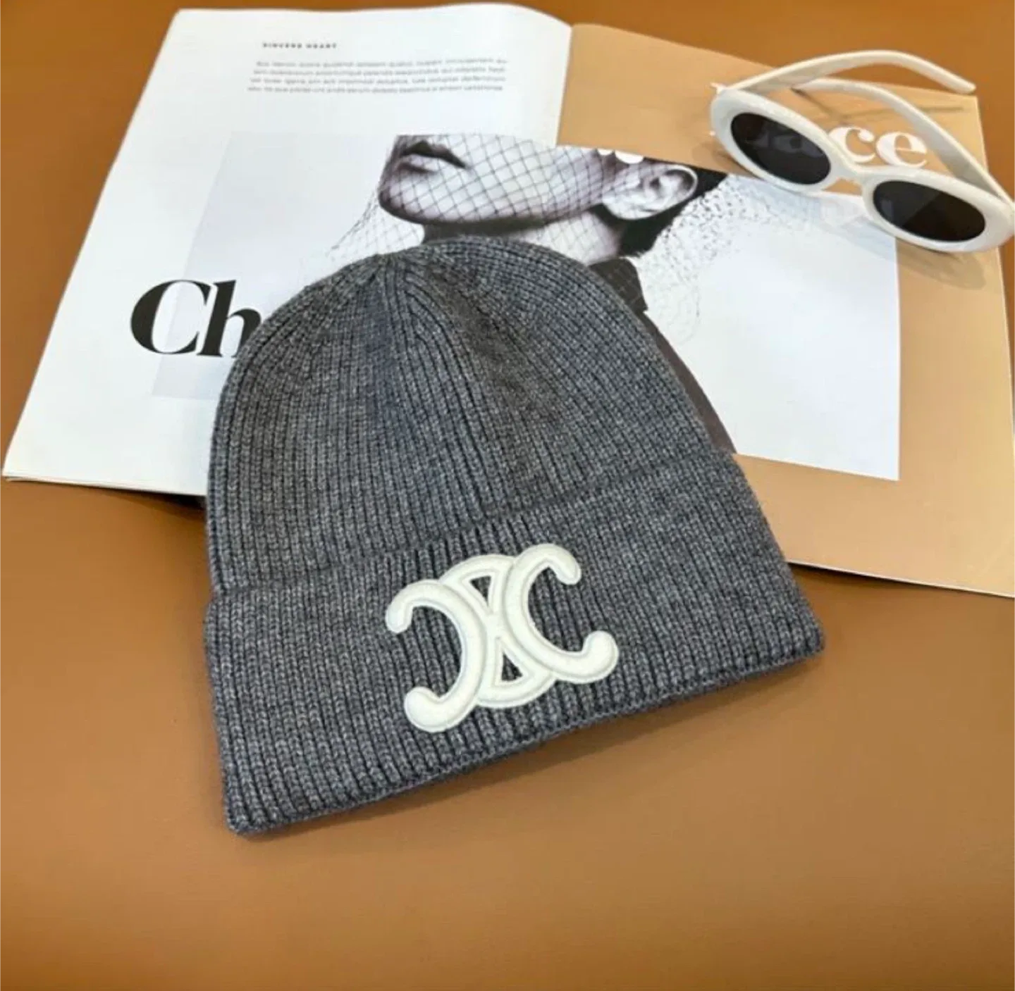 Celine Grey Wool Beanie thumbnail