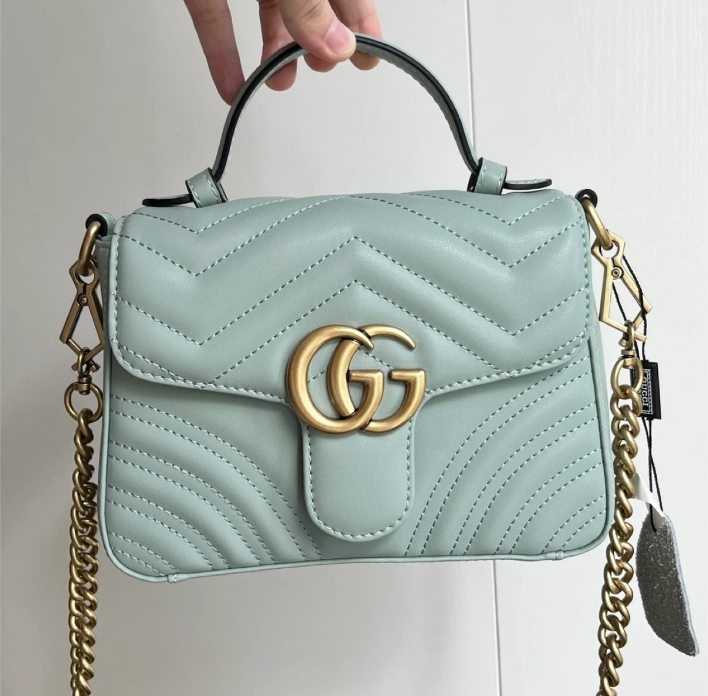 Gucci GG Marmont Mini Top Handle Bag - Light Blue
