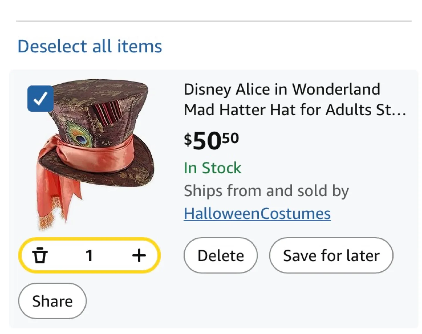 Disney Alice in Wonderland Mad Hatter Hat - Elope image indicator(5)