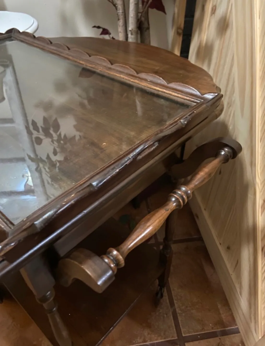 Vintage Wooden Bar Cart or Tea Wagon with Wheels image indicator(5)