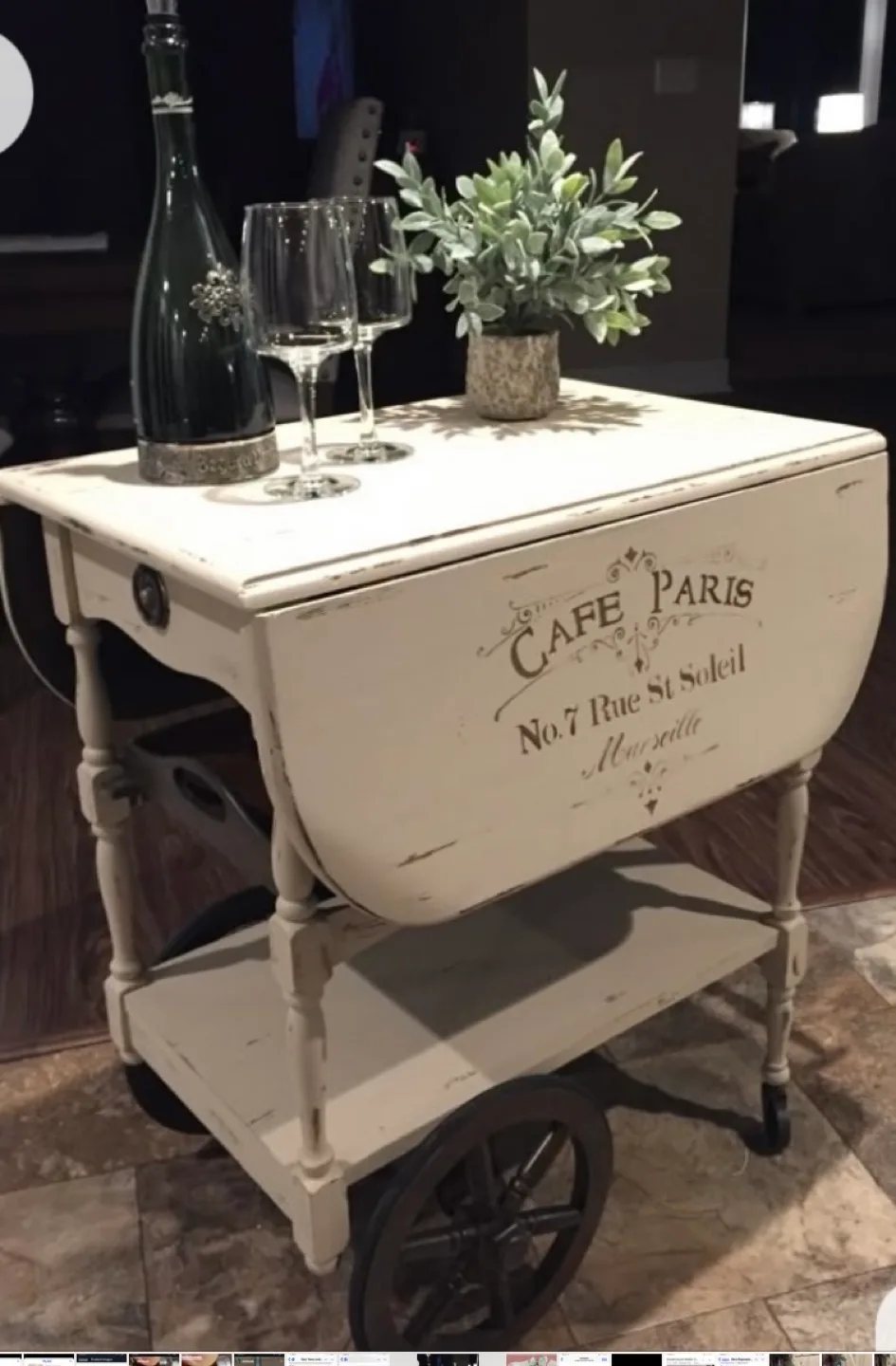 Vintage Wooden Bar Cart or Tea Wagon with Wheels image indicator(7)