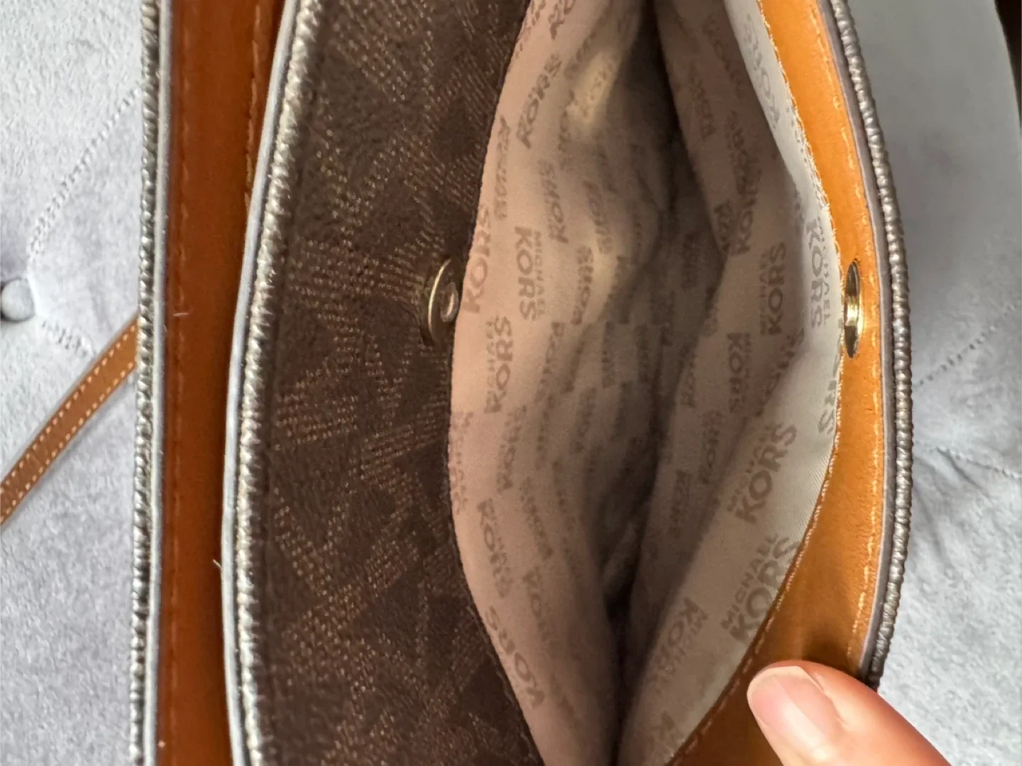 Michael Kors Brown Monogram Crossbody Bag image indicator(5)