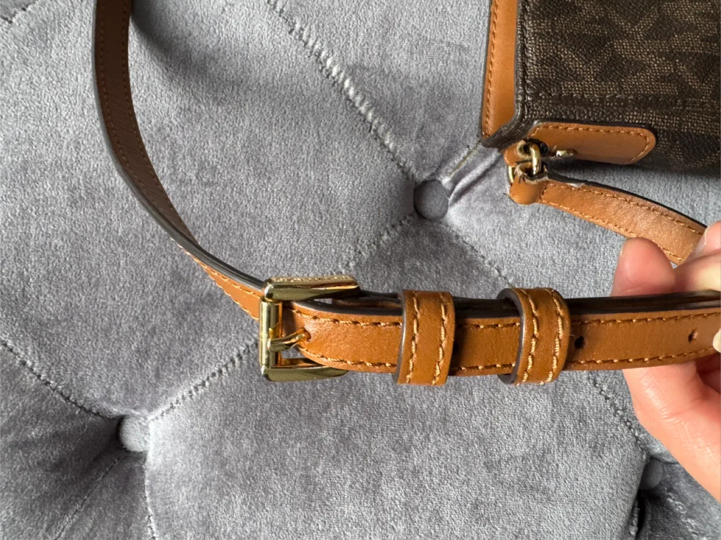 Michael Kors Brown Monogram Crossbody Bag image indicator(7)