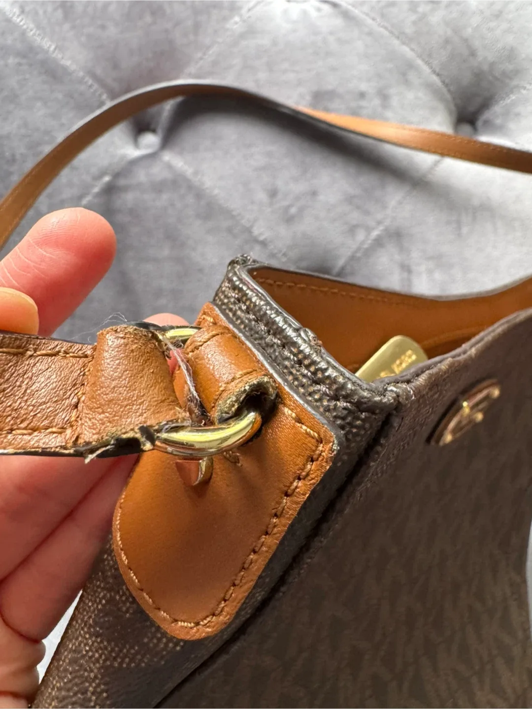 Michael Kors Brown Monogram Crossbody Bag image indicator(9)