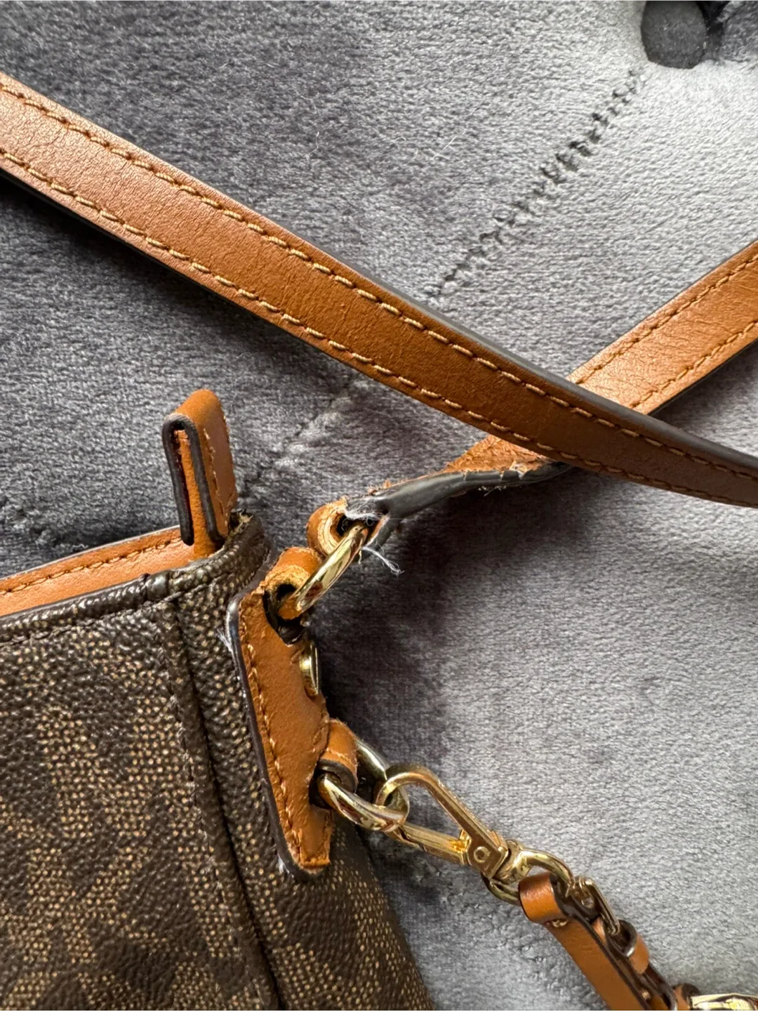 Michael Kors Brown Monogram Crossbody Bag image indicator(10)