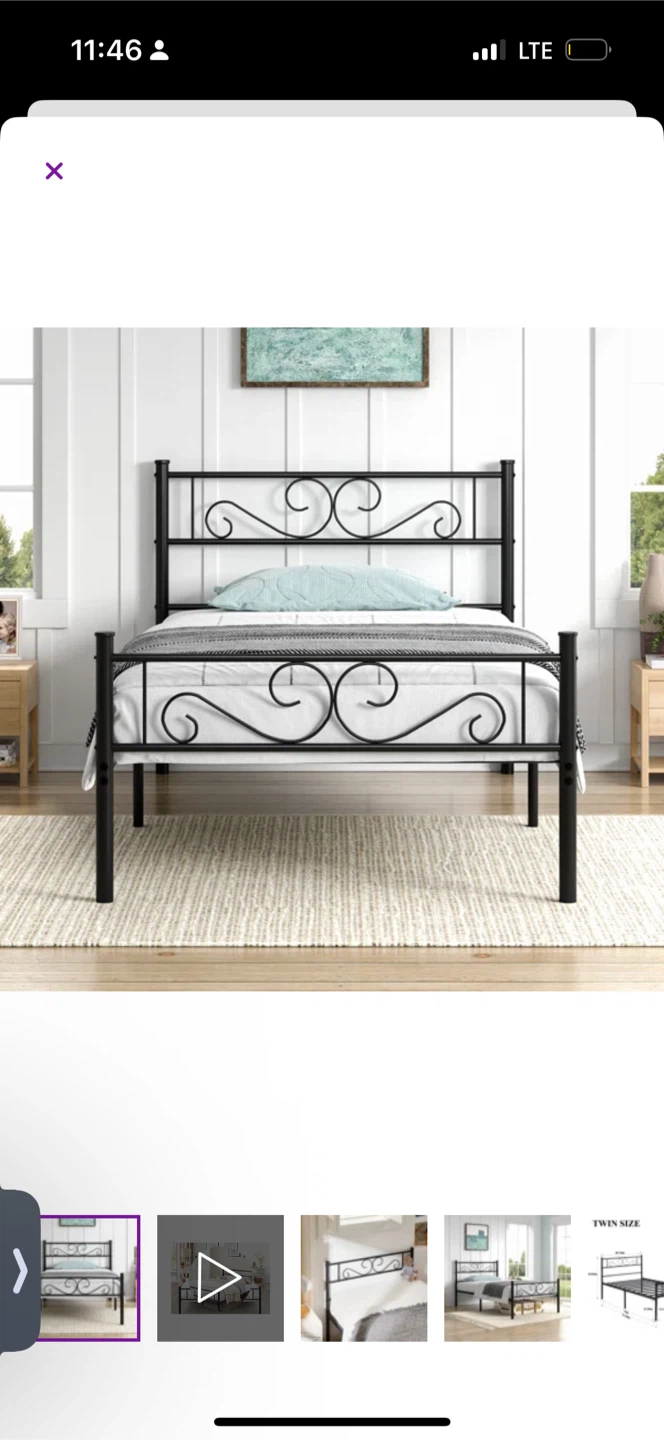 Twin Size Black Metal Bed Frame (New in Box) - photo 3