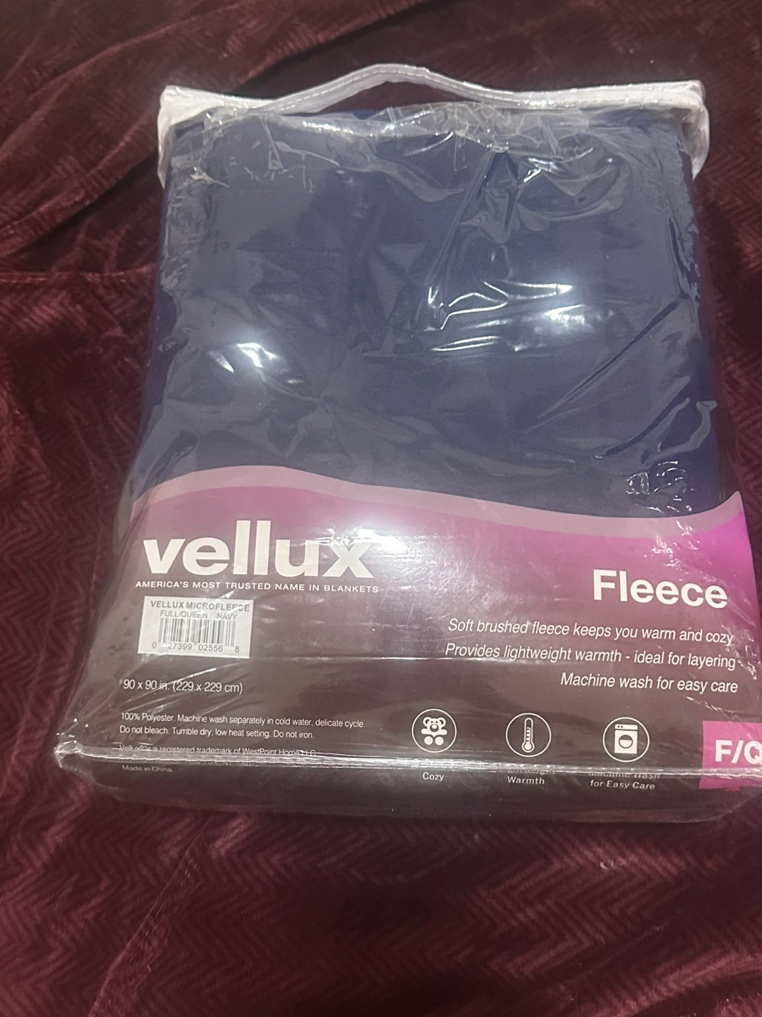 Vellux Microfleece Full/Queen Navy Blanket (New)