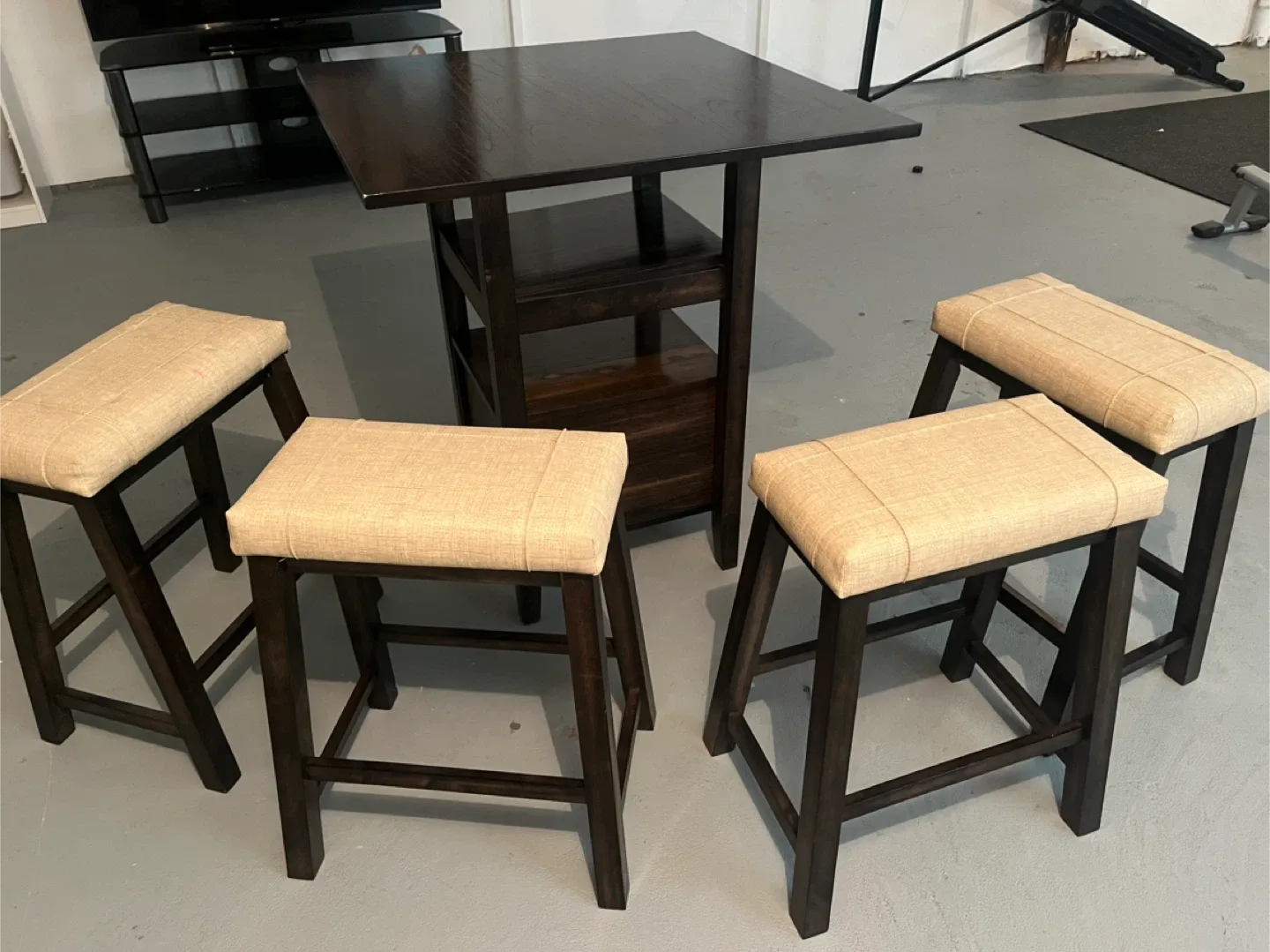 Dark Brown Bar Height Table with 4 Stools