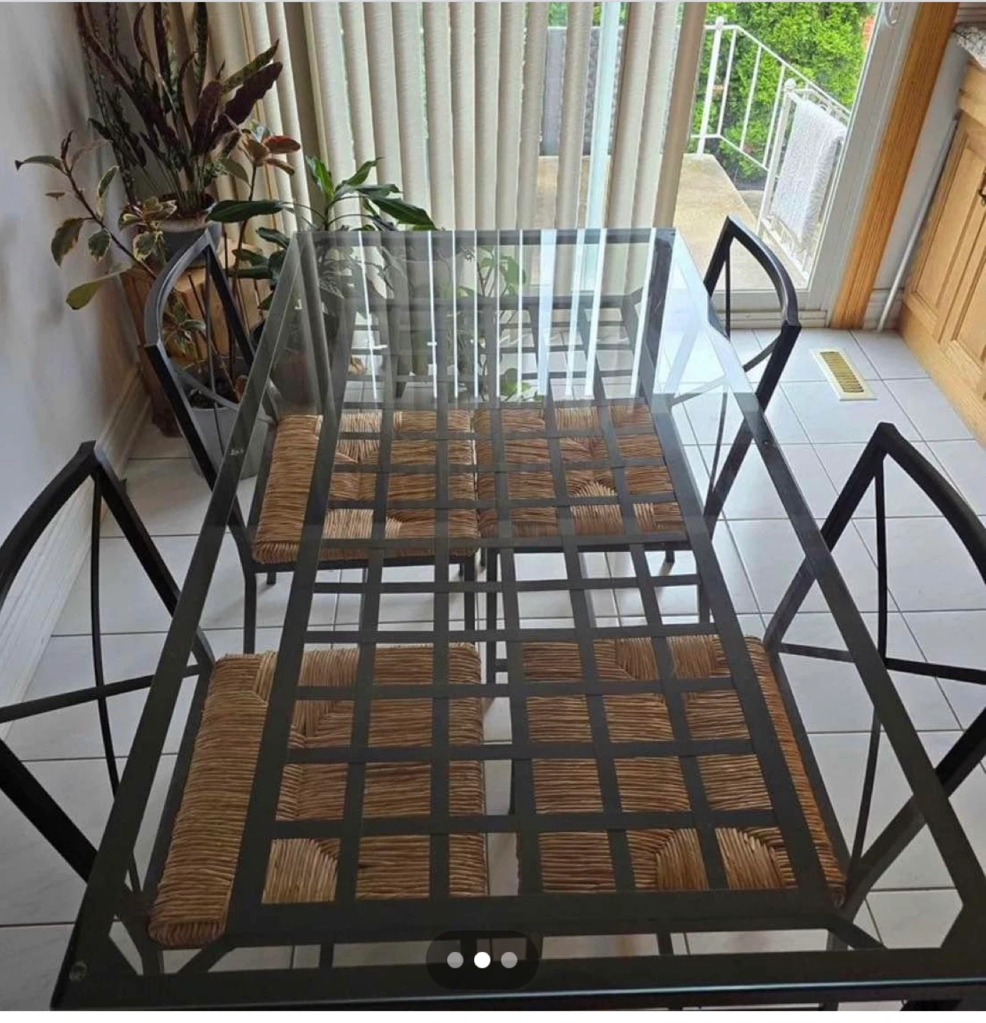 Glass Top Dining Table with 4 Woven Chairs - photo 2