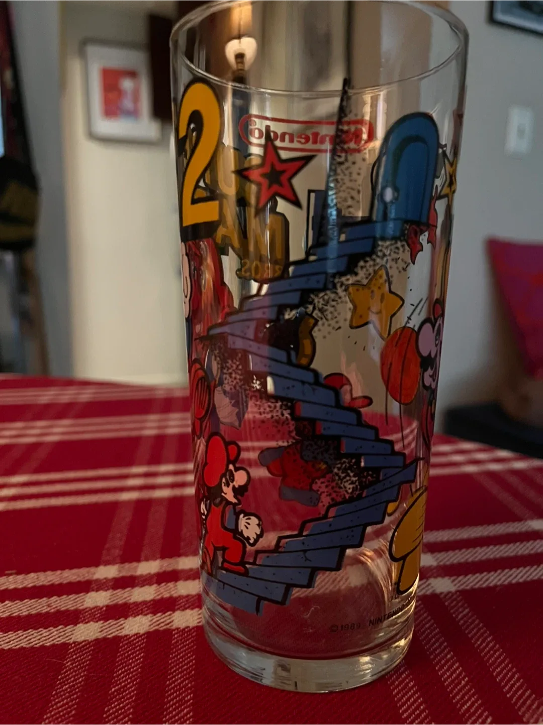 Vintage 1989 Nintendo Super Mario Bros. 2 Glass image indicator(3)