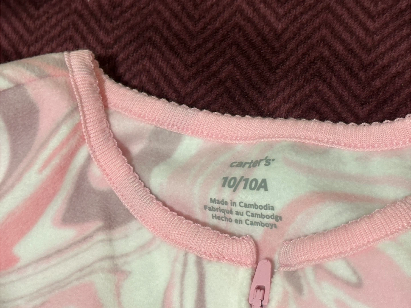 Carter's 10/10A Fleece Footed Pajamas - Pink Swirl - photo 2