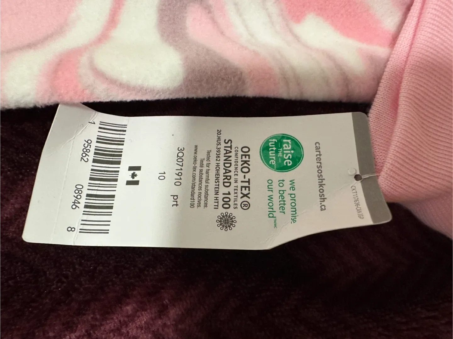 Carter's 10/10A Fleece Footed Pajamas - Pink Swirl image indicator(3)