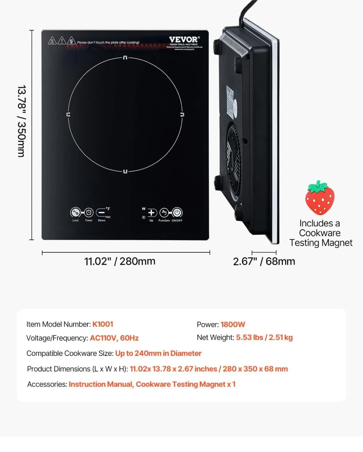 VEVOR Intelligent Timer Induction Cooktop - New in Box! image indicator(7)