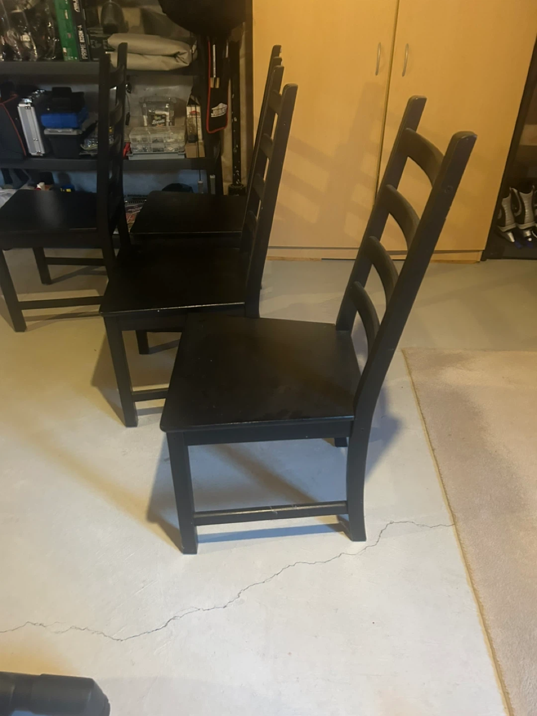 IKEA Set of 4 Black Wooden Dining Chairs - photo 3