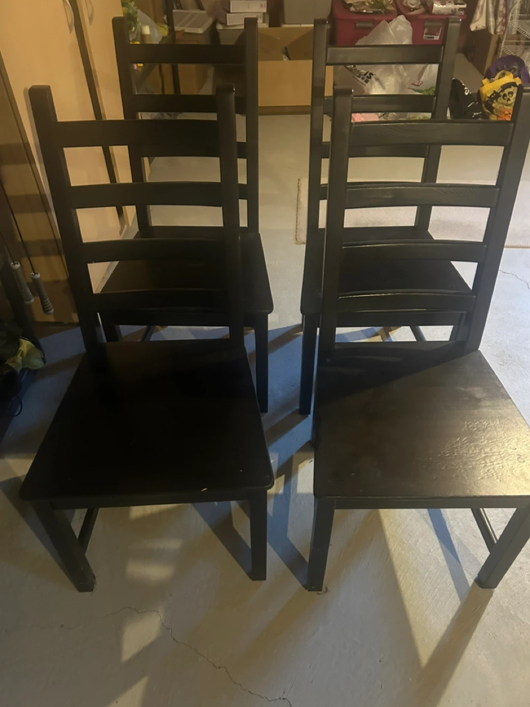 IKEA Set of 4 Black Wooden Dining Chairs