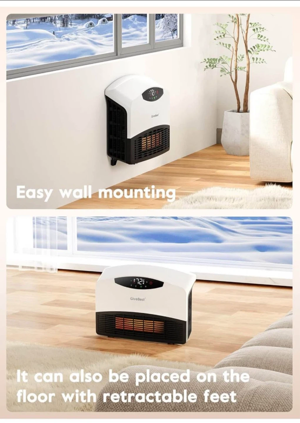 GiveBest Wall Mounted Heater - Like New! - photo 3