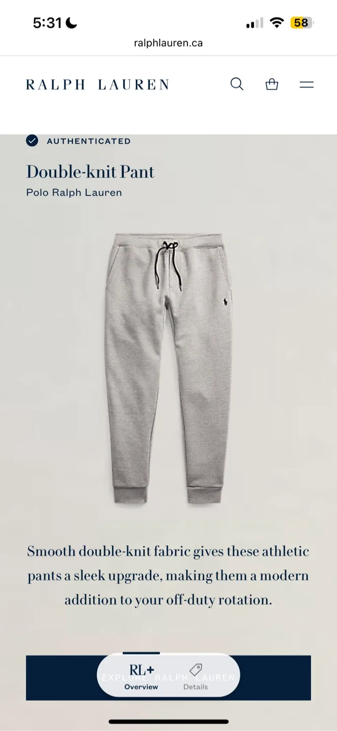 New Ralph Lauren Polo Double Knit Joggers Sweatpants- Size M image indicator(7)