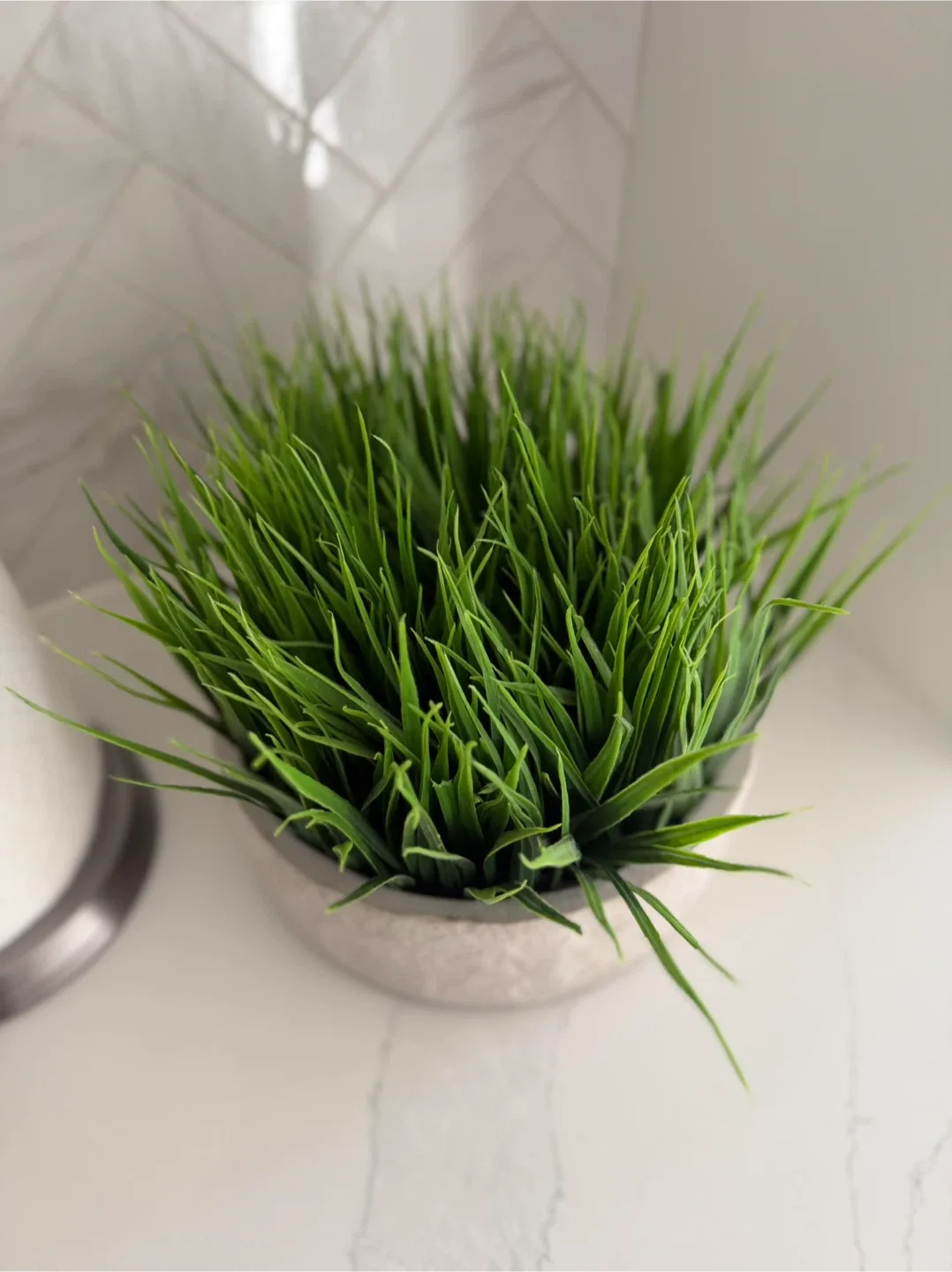 Artificial Grass Plant in Cement Pot image indicator(4)