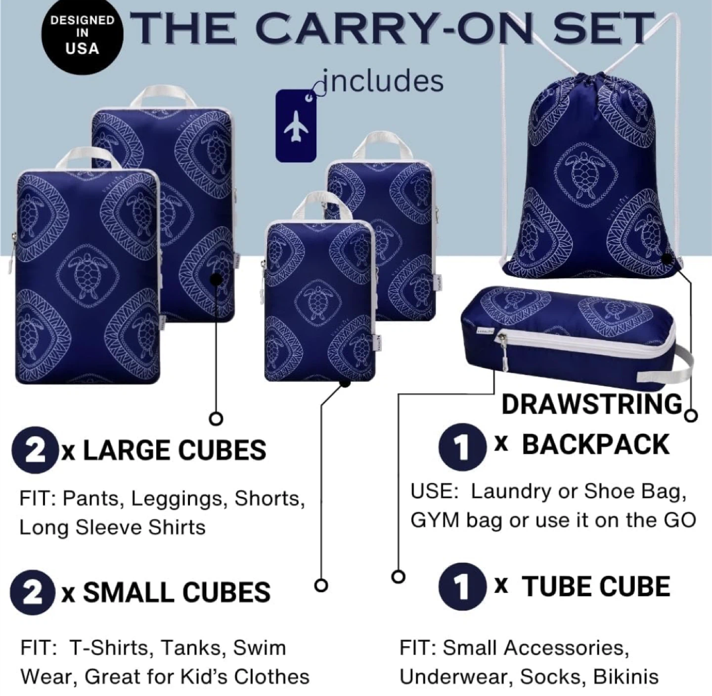VATALIFE 6pc Compression Packing Cube Set for Travel - photo 4