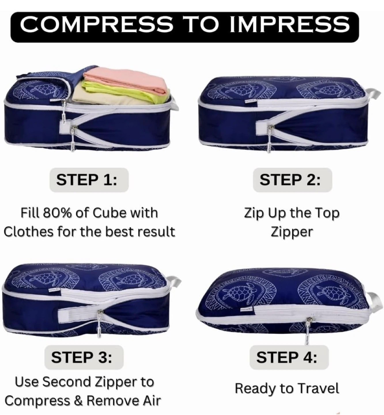 VATALIFE 6pc Compression Packing Cube Set for Travel - photo 5