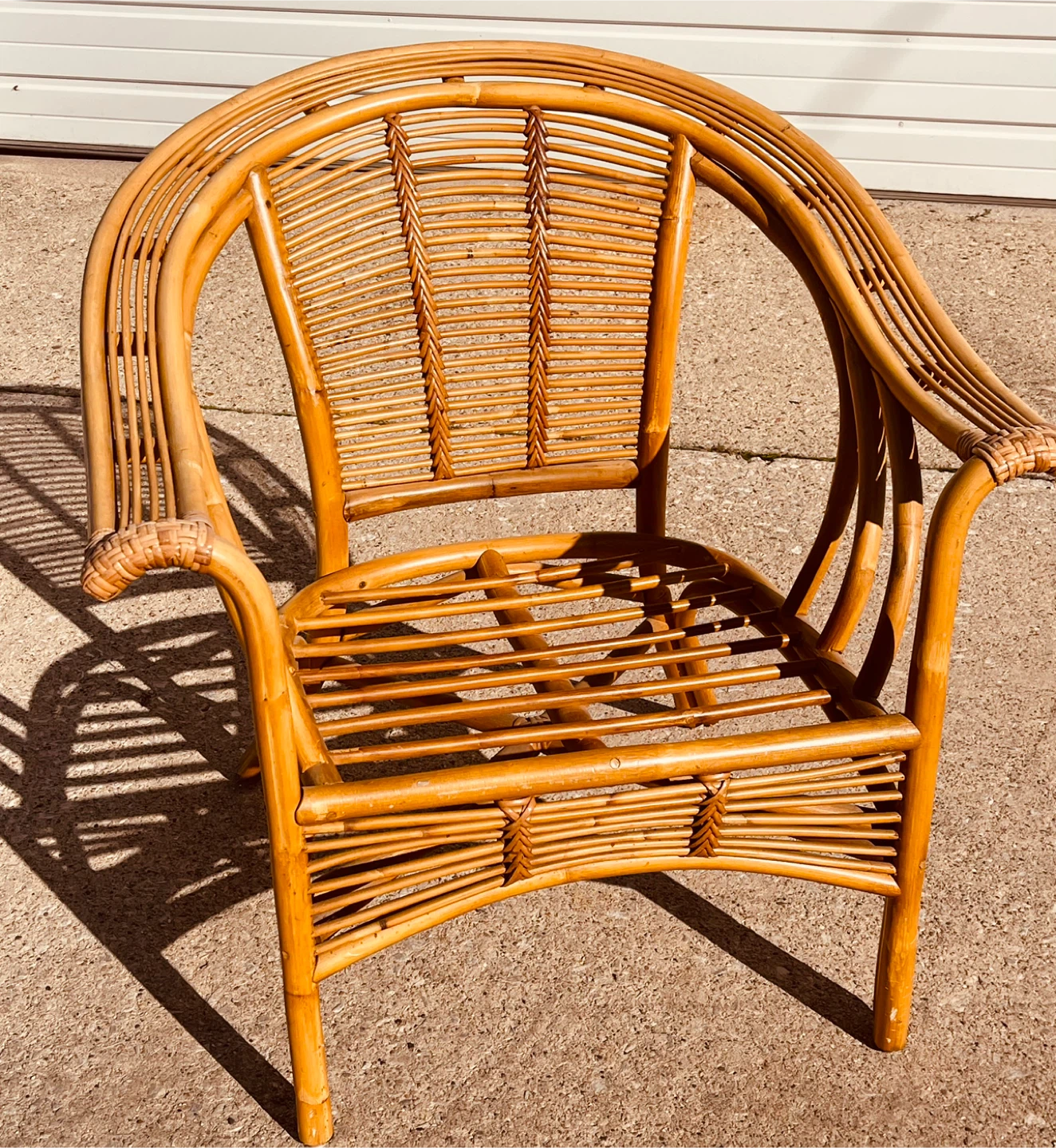 Mid-Century Albini Style  Bamboo Rattan Arm Chair