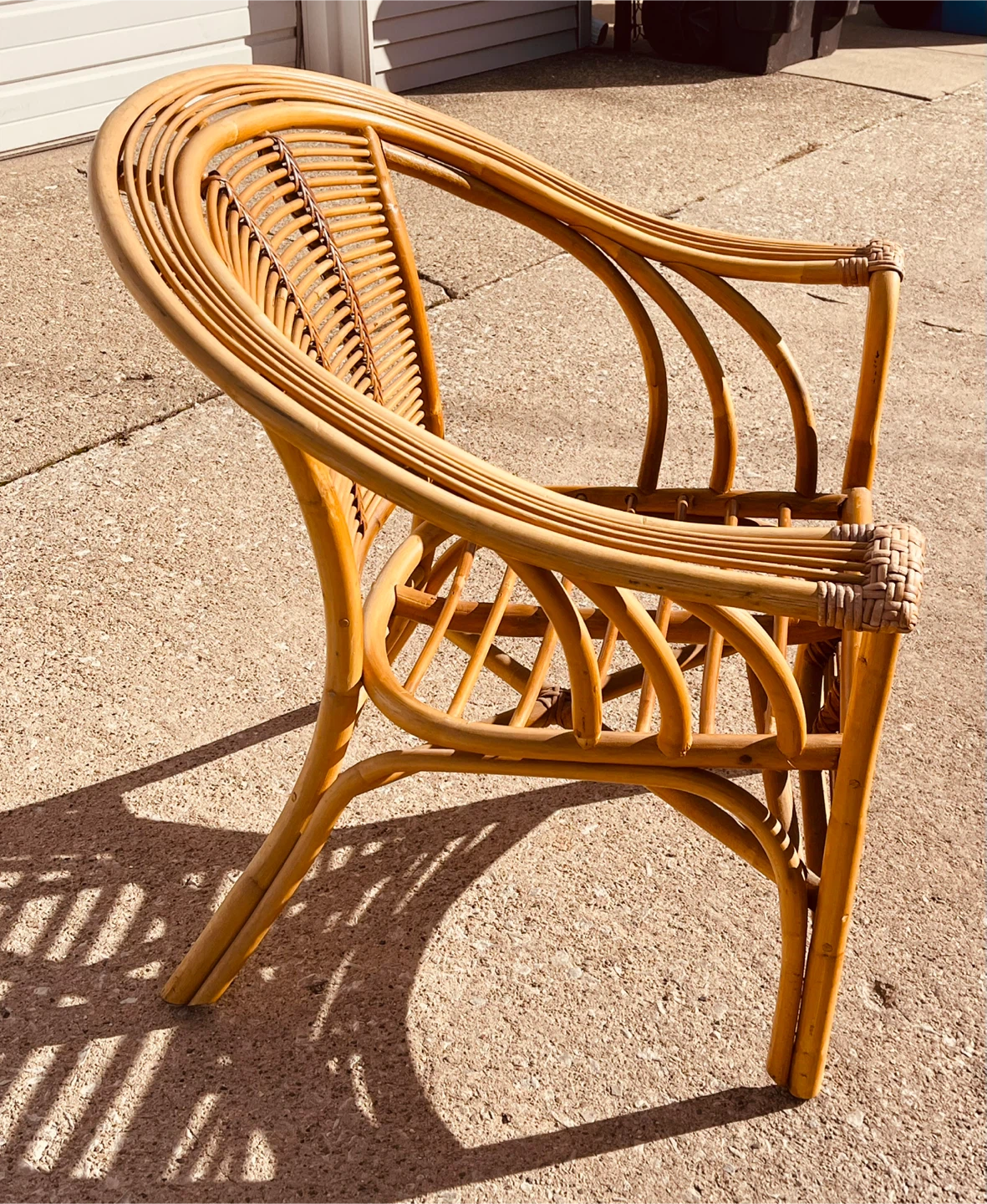 Mid-Century Albini Style  Bamboo Rattan Arm Chair - photo 2