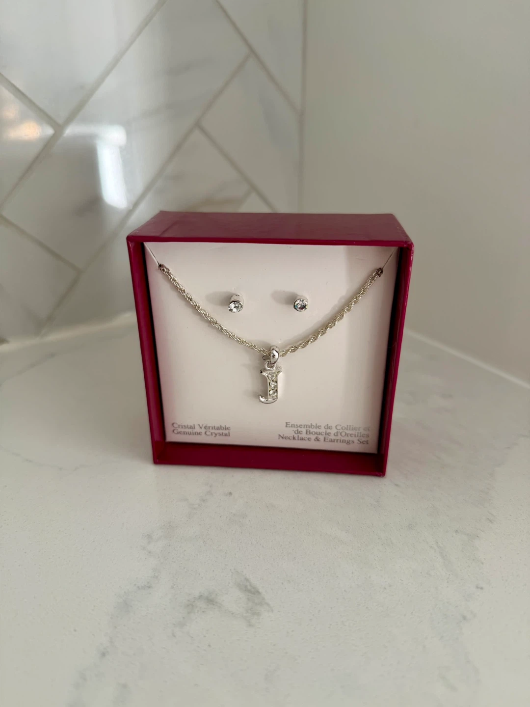 New Necklace & Earrings Set - Letter J