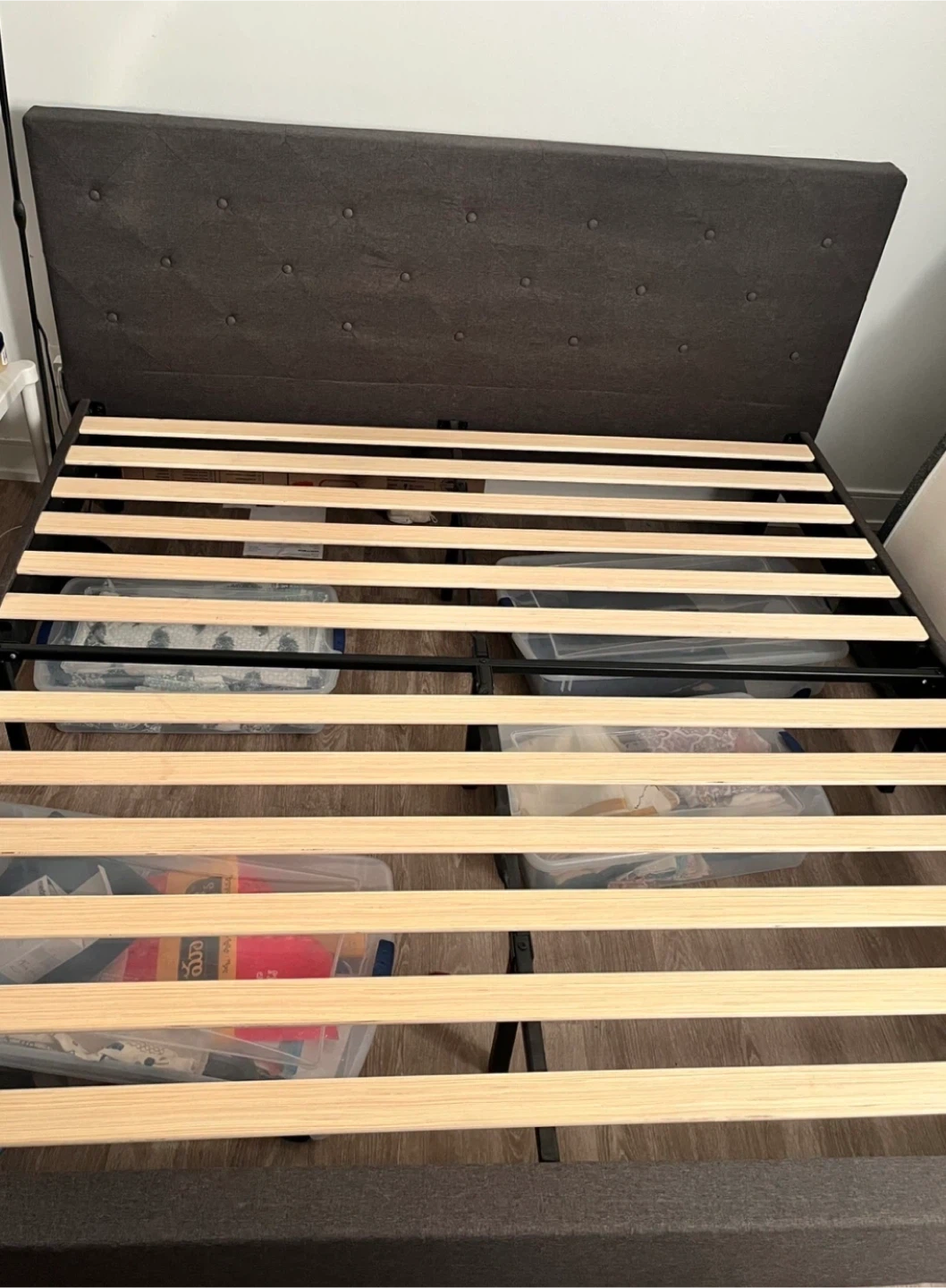 King Size Dark Grey Platform Bed Frame