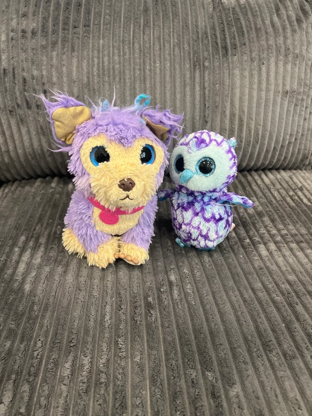 Plush Purple Dog and Owl Stuffed Animals