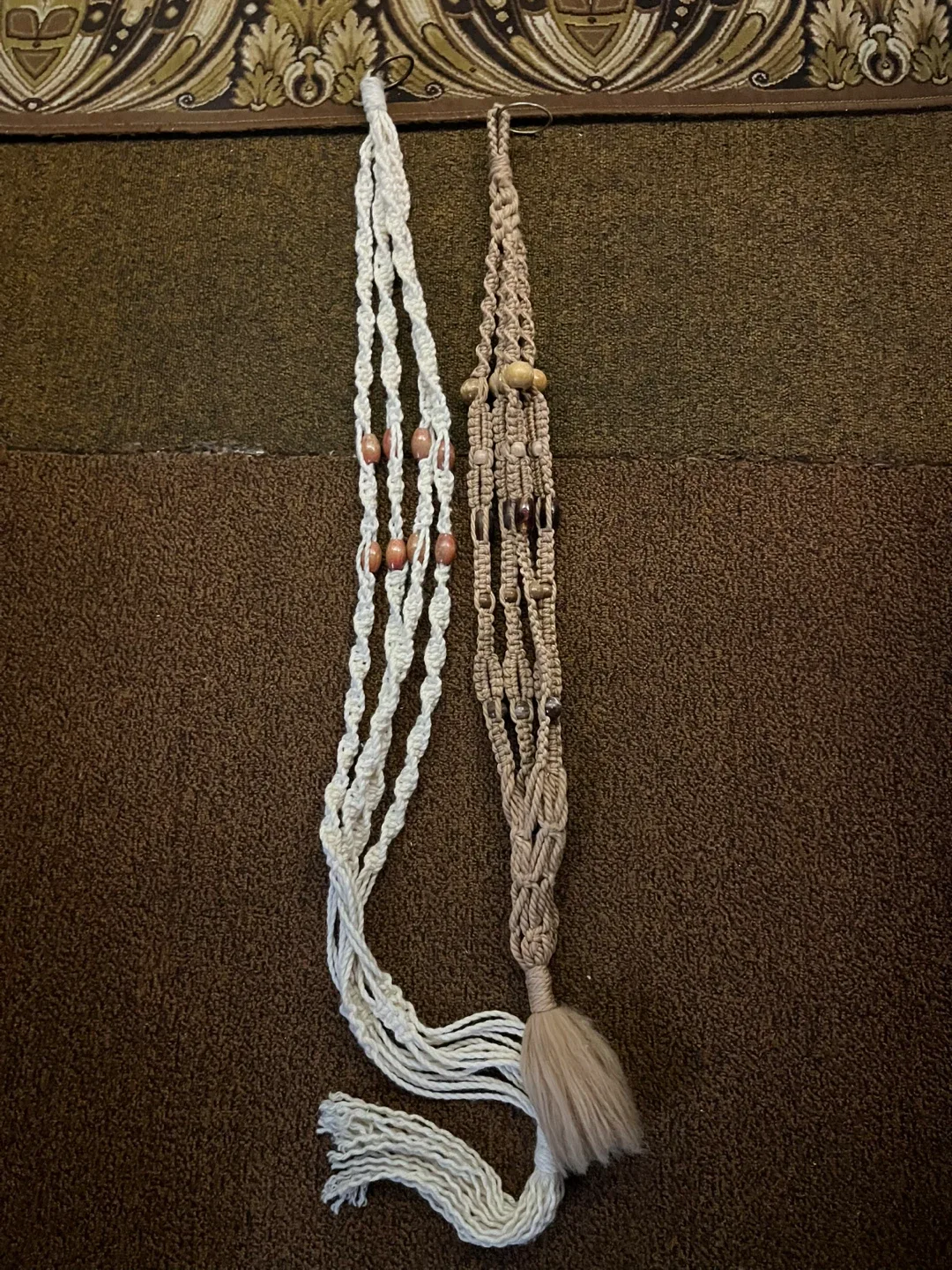 Vintage Macrame Plant Hangers - 3 available thumbnail