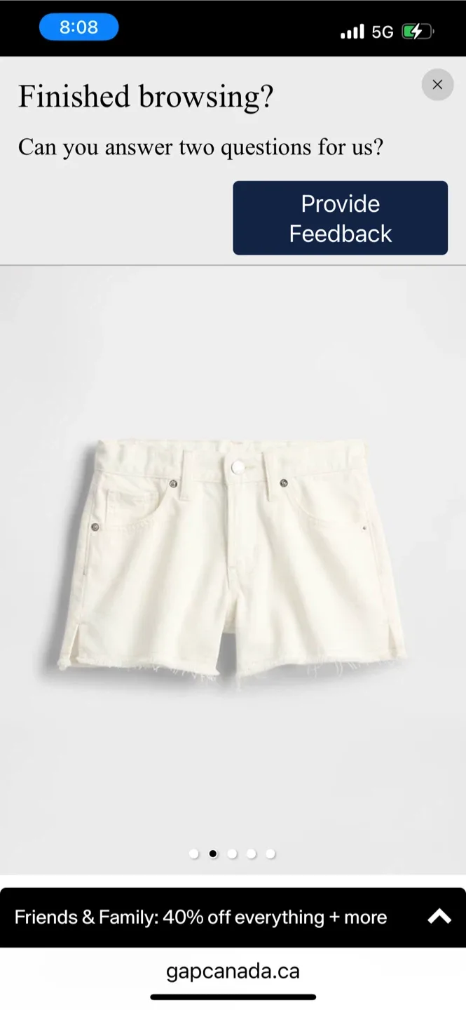 Gap White Denim Shorts(girl size 16 Y) image indicator(3)